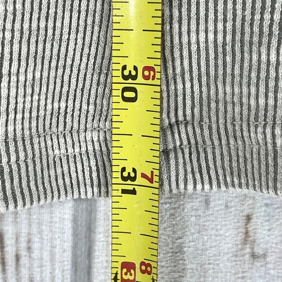 DONNI Ribbed Sweater Cardigan Womens One Size Gray Beige Long Length Pockets - Picture 3 of 6